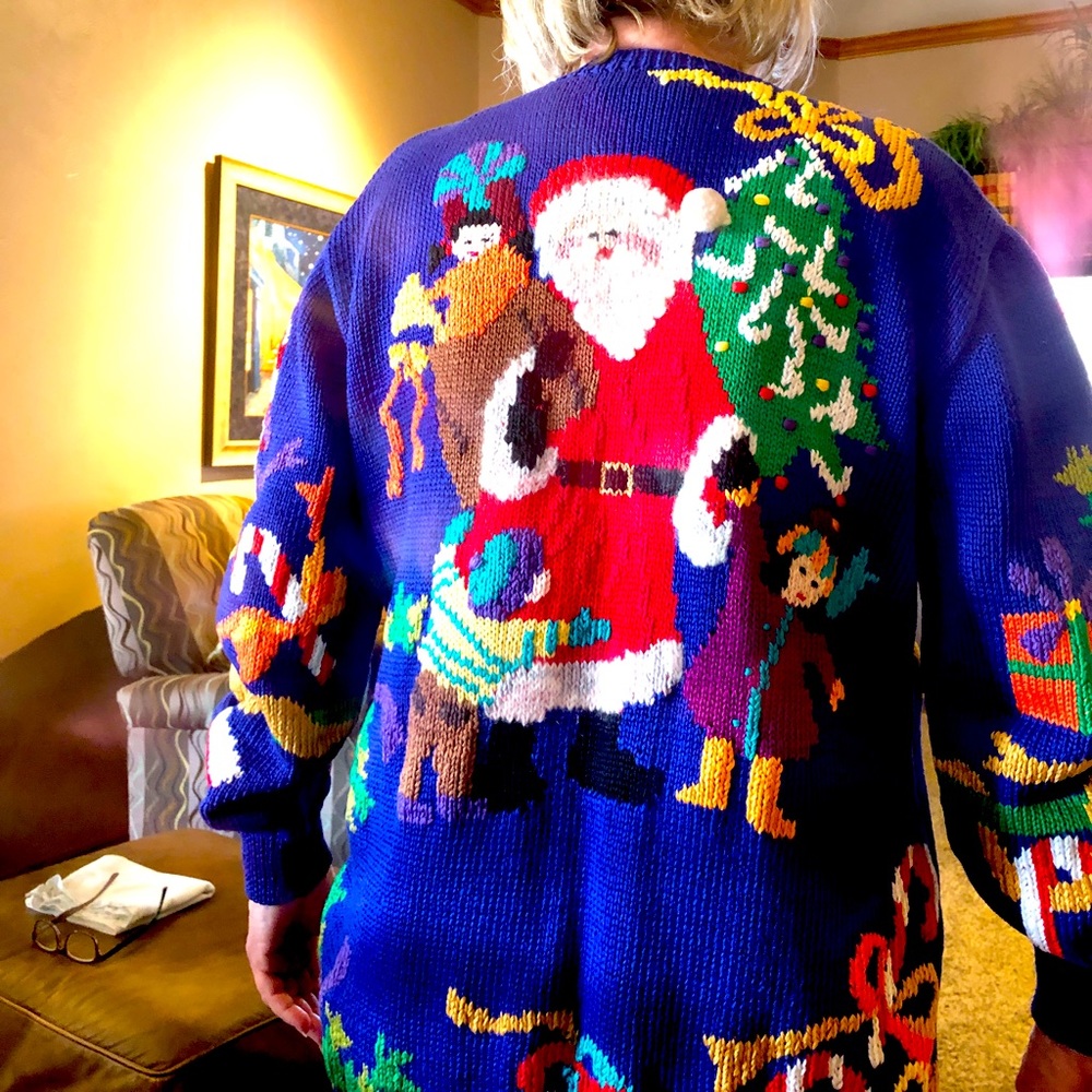 BEREK hand knit Pima cotton Christmas sweater..  piece of art..